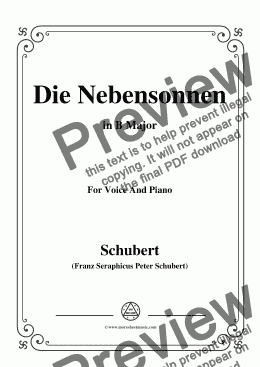 page one of Schubert-Die Nebensonnen,in B Major,Op.89 No.23,for Voice and Piano 