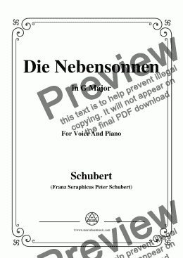 page one of Schubert-Die Nebensonnen,in G Major,Op.89 No.23,for Voice and Piano