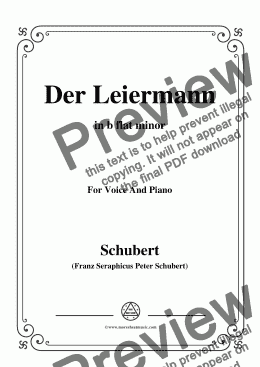 page one of Schubert-Der Leiermann,in b flat minor,Op.89 No.24,for Voice and Piano