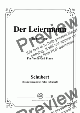 page one of Schubert-Der Leiermann,in c minor,Op.89 No.24,for Voice and Piano