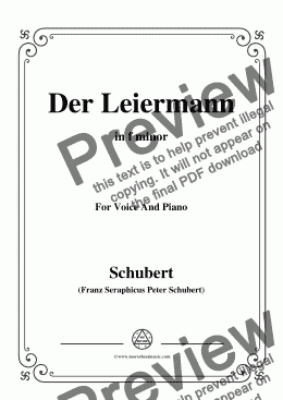 page one of Schubert-Der Leiermann,in f minor,Op.89 No.24,for Voice and Piano