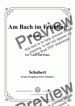 page one of Schubert-Am Bach im Frühling,in D Major,Op.109 No.1,for Voice and Piano