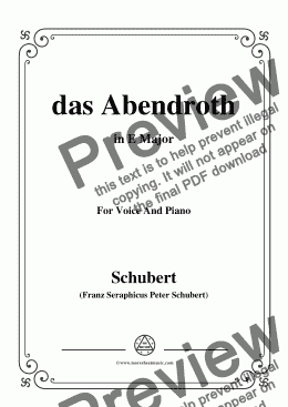 page one of Schubert-Das Abendroth,in E Major,Op.173 No.6,for Voice and Piano
