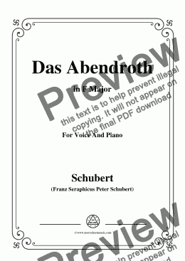 page one of Schubert-Das Abendroth,in F Major,Op.173 No.6,for Voice and Piano