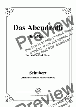 page one of Schubert-Das Abendroth,in A Major,Op.173 No.6,for Voice and Piano