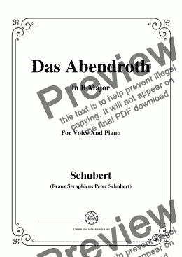 page one of Schubert-Das Abendroth,in B Major,Op.173 No.6,for Voice and Piano