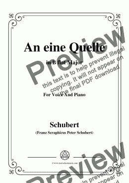 page one of Schubert-An eine Quelle,in B flat Major,Op.109 No.3,for Voice and Piano