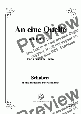 page one of Schubert-An eine Quelle,in D flat Major,Op.109 No.3,for Voice and Piano