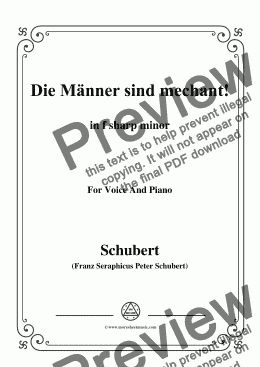 page one of Schubert-Die Männer sind mechant!,in f sharp minor,Op.95 No.3,for Voice&Piano