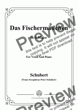 page one of Schubert-Das Fischermädchen,in B Major,for Voice and Piano