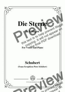 page one of Schubert-Die Sterne,in E Major,D.684,for Voice and Piano