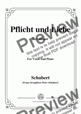page one of Schubert-Pflicht und Liebe,in c minor,for Voice and Piano