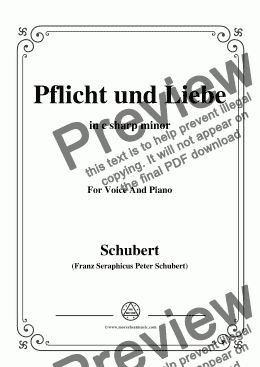 page one of Schubert-Pflicht und Liebe,in c sharp minor,for Voice and Piano