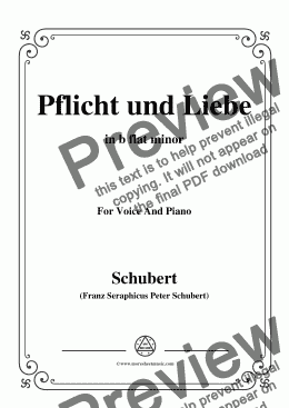 page one of Schubert-Pflicht und Liebe,in b flat minor,for Voice and Piano