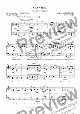 page one of CAVATINA Beethoven op130-5 / Smirnov op143b-1. Pf