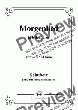 page one of Schubert-Morgenlied,in b flat minor,Op.4 No.4,for Voice and Piano
