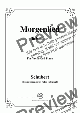 page one of Schubert-Morgenlied,in b minor,Op.4 No.4,for Voice and Piano