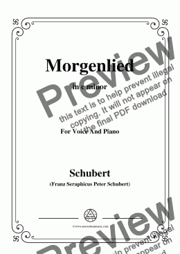 page one of Schubert-Morgenlied,in c minor,Op.4 No.4,for Voice and Piano