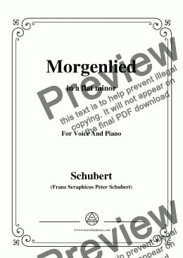 page one of Schubert-Morgenlied,in a flat minor,Op.4 No.4,for Voice and Piano