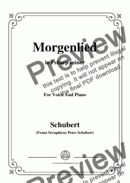 page one of Schubert-Morgenlied,in f sharp minor,Op.4 No.4,for Voice and Piano