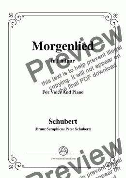 page one of Schubert-Morgenlied,in f minor,Op.4 No.4,for Voice and Piano