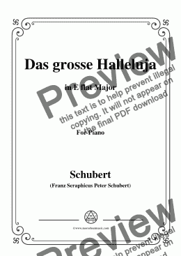 page one of Schubert-Das Grosse Halleluja,in E flat Major,for Voice and Piano 