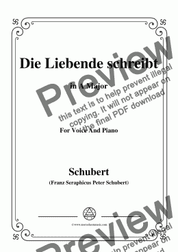 page one of Schubert-Die Liebende schreibt,in A Major,Op.165 No.1,for Voice and Piano