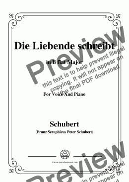 page one of Schubert-Die Liebende schreibt,in B flat Major,Op.165 No.1,for Voice and Piano