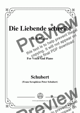 page one of Schubert-Die Liebende schreibt,in B Major,Op.165 No.1,for Voice and Piano