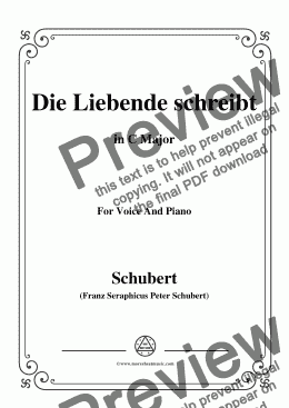 page one of Schubert-Die Liebende schreibt,in C Major,Op.165 No.1,for Voice and Piano