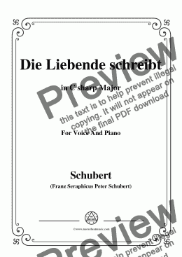 page one of Schubert-Die Liebende schreibt,in C sharp Major,Op.165 No.1,for Voice and Piano