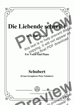 page one of Schubert-Die Liebende schreibt,in A flat Major,Op.165 No.1,for Voice and Piano