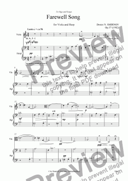 page one of FAREWELL SONG op37. Vla, harp