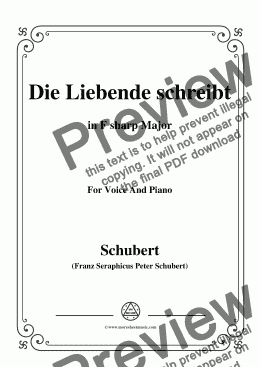 page one of Schubert-Die Liebende schreibt,in F sharp Major,Op.165 No.1,for Voice and Piano