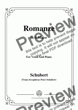 page one of Schubert-Romanze,in B Major,for Voice and Piano