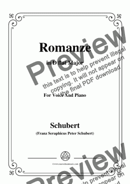 page one of Schubert-Romanze,in D flat Major,for Voice and Piano