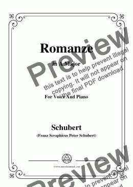 page one of Schubert-Romanze,in A Major,for Voice and Piano