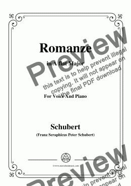 page one of Schubert-Romanze,in A flat Major,for Voice and Piano