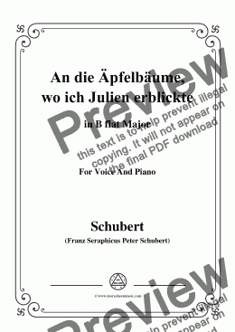 page one of Schubert-An die Apfelbäume,wo ich Julien erblickte,in B flat Major,for Voice&Piano