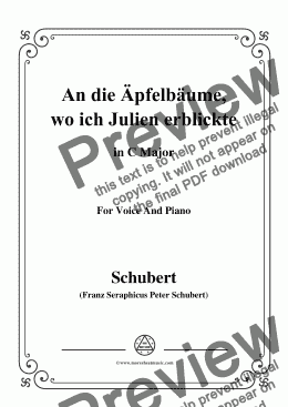 page one of Schubert-An die Apfelbäume,wo ich Julien erblickte,in C Major,for Voice&Piano
