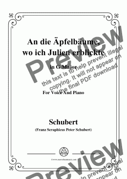 page one of Schubert-An die Apfelbäume,wo ich Julien erblickte,in G Major,for Voice&Piano