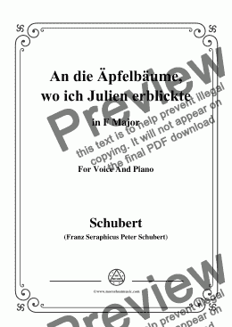page one of Schubert-An die Apfelbäume,wo ich Julien erblickte,in F Major,for Voice&Piano