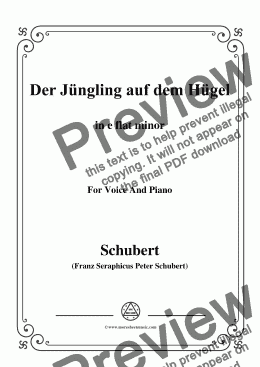 page one of Schubert-Der Jüngling auf dem Hügel,in e flat minor,Op.8 No.1,for Voice&Piano