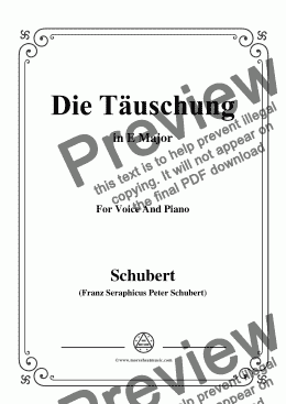 page one of Schubert-Die Täuschung,in E Major,Op.165 No.4,for Voice and Piano