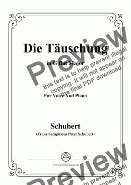 page one of Schubert-Die Täuschung,in G flat Major,Op.165 No.4,for Voice and Piano