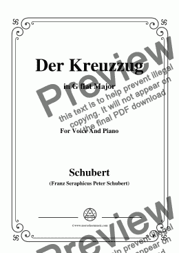page one of Schubert-Der Kreuzzug,in G flat Major,D.932,for Voice and Piano