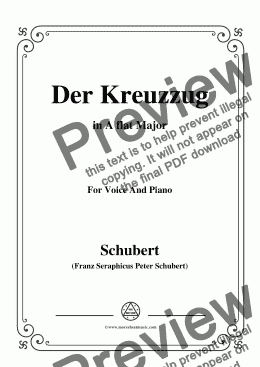 page one of Schubert-Der Kreuzzug,in A flat Major,D.932,for Voice and Piano