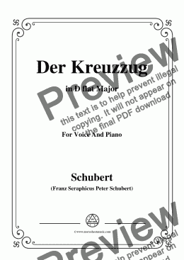 page one of Schubert-Der Kreuzzug,in D flat Major,D.932,for Voice and Piano
