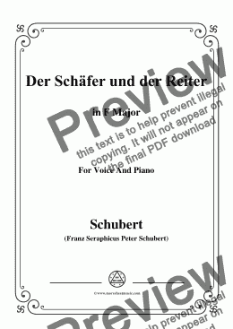 page one of Schubert-Der Schäfer und der Reiter,in F Major,Op.13 No.1,for Voice&Piano