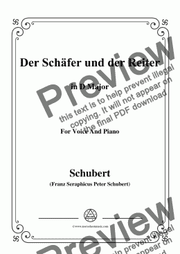 page one of Schubert-Der Schäfer und der Reiter,in D Major,Op.13 No.1,for Voice&Piano